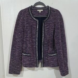 Talbots Womens Open Front Bouchle Style Jacket Size Large